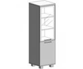 Шкаф высокий узкий R/L (1 низкая дверь ЛДСП, 1 средняя дверь стекло) KSU-1.2 R/L