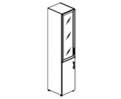 Шкаф высокий узкий L/R (1 низкий фасад ЛДСП + 1 средний фасад стекло лакобель белое или черное в раме) LT.SU-1.2 R L/R white/black