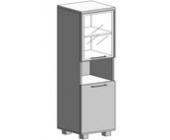 Шкаф высокий узкий R/L (1 низкая дверь ЛДСП, 1 низкая дверь стекло) KSU-1.4 R/L