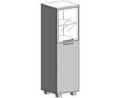 Шкаф высокий узкий R/L (1 средняя дверь ЛДСП, 1 низкая дверь стекло) KSU-1.7 R/L