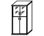 Шкаф высокий широкий (2 средние двери ЛДСП, 2 низкие двери стекло) А.СТ-1.7