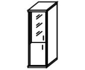Шкаф высокий узкий Л/П (1 низкая дверь ЛДСП, 1 средняя дверь стекло) А.СУ -1.2 Л/П
