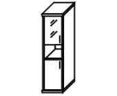 Шкаф высокий узкий Л/П (1 низкая дверь ЛДСП, 1 низкая дверь стекло) А.СУ -1.4 Л/П