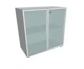 Шкаф низкий,стеклянная дверь белая,рама аллюминий IDEV86B I