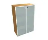 Шкаф средний,стеклянная дверь белая,рама аллюминий IDEV86M I