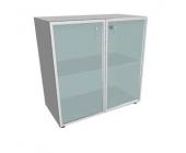 Шкаф низкий,стеклянная дверь белая,рама алюминий IDEV86B I