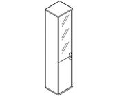 Шкаф высокий узкий Л/П (1 низкая дверь ЛДСП, 1 средняя дверь стекло) Л.СУ-1.2 Л/П