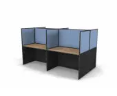 Бенч-система на 4 места двусторонняя с перегородкой из ДСП, 242x140x140 .