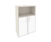 Шкаф средний широкий (2 низких фасада стекло лакобель в раме) O.ST-2.2R white/black