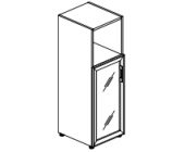 Шкаф средний узкий L/R (1 низкий фасад стекло лакобель белое или черное в раме) LT.SU-2.2 R L/R white/black