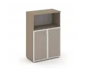 Шкаф средний широкий (2 низких фасада стекло Лакобель  IVORY / UMBRA в раме) ES.ST-2.2R I/U