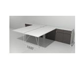 Двухместный стол с приставкой и  алюминевым профилем для перегородки и закрытыми шкафчиками DIS202
